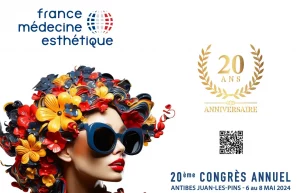 Affiche du congrès 'France Medecine Esthetique ' à Antibes 2024